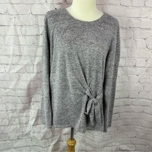 cloth & portrait Gray Women's Knotted knit sweater tunic sz L casual coquette